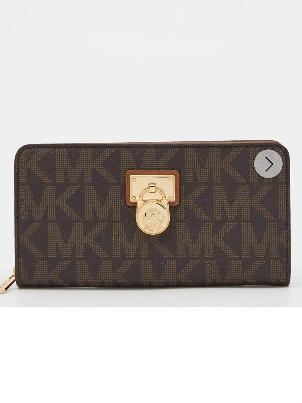 Michael Kors Brown Signature Coated Canvas Zip Around Wallet